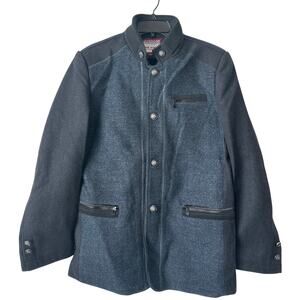 De-Niko Men’s Navy Blue Jacket Coat Wool Blend Pockets Lined Size Large Classic
